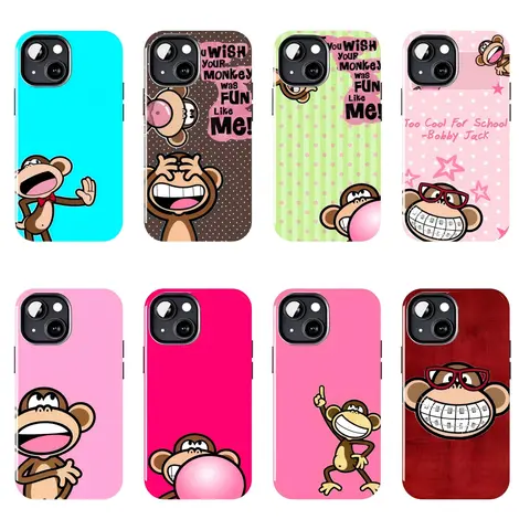 Y2K Bobby Jack Monkey Silicone Phone Case - Dual Layer Polycarbonate Durable Shell Phone Accessory with Camera Safe Cutouts, Easy-Wipe Inner Protection for iPhone 11-17 Pro Max/Plus, Samsung Galaxy S23-25