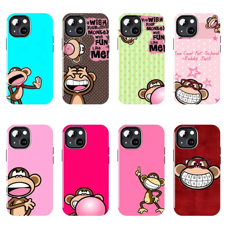 Y2K Bobby Jack Monkey Silicone Phone Case - Dual Layer Polycarbonate Durable Shell Phone Accessory with Camera Safe Cutouts, Easy-Wipe Inner Protection for iPhone 11-17 Pro Max/Plus, Samsung Galaxy S23-25
