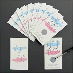 Gender Reveal Scratch-Off Cards (1 Pack - 10 Pcs), Bb Shower Party Game with and Blue Reveals, Perfect for Interactive Parties, Interactive Fun