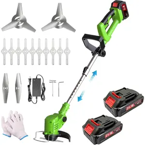 21V Electric Weed Wacker Cordless, Weed Eater  , Weed Trimmer, Brush , Telescopic Handle, 3  Methods, Lawn Trimmer for Garden and Yard Lawn, 2 * 2.0Ah  & Charger