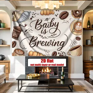 2D Flat Banner, 1pc, Printing A BABY IS Brewing Background Decoration Background Photo Props, Polyester Party Banner Decor, Home Decor, Room Decor, Wall Decor, Party Background Decor, Party Decor/ Supplies/ Gifts Decorative Background, 2D