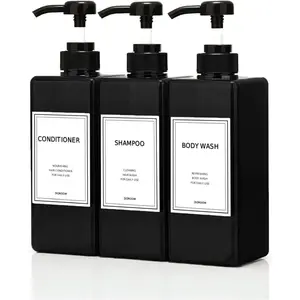 Shampoo and Conditioner Dispenser 21 oz Pack of 3 Refillable Pump Bottle Set Empty Shower Plastic Bottles for Bathroom Body Wash Soap