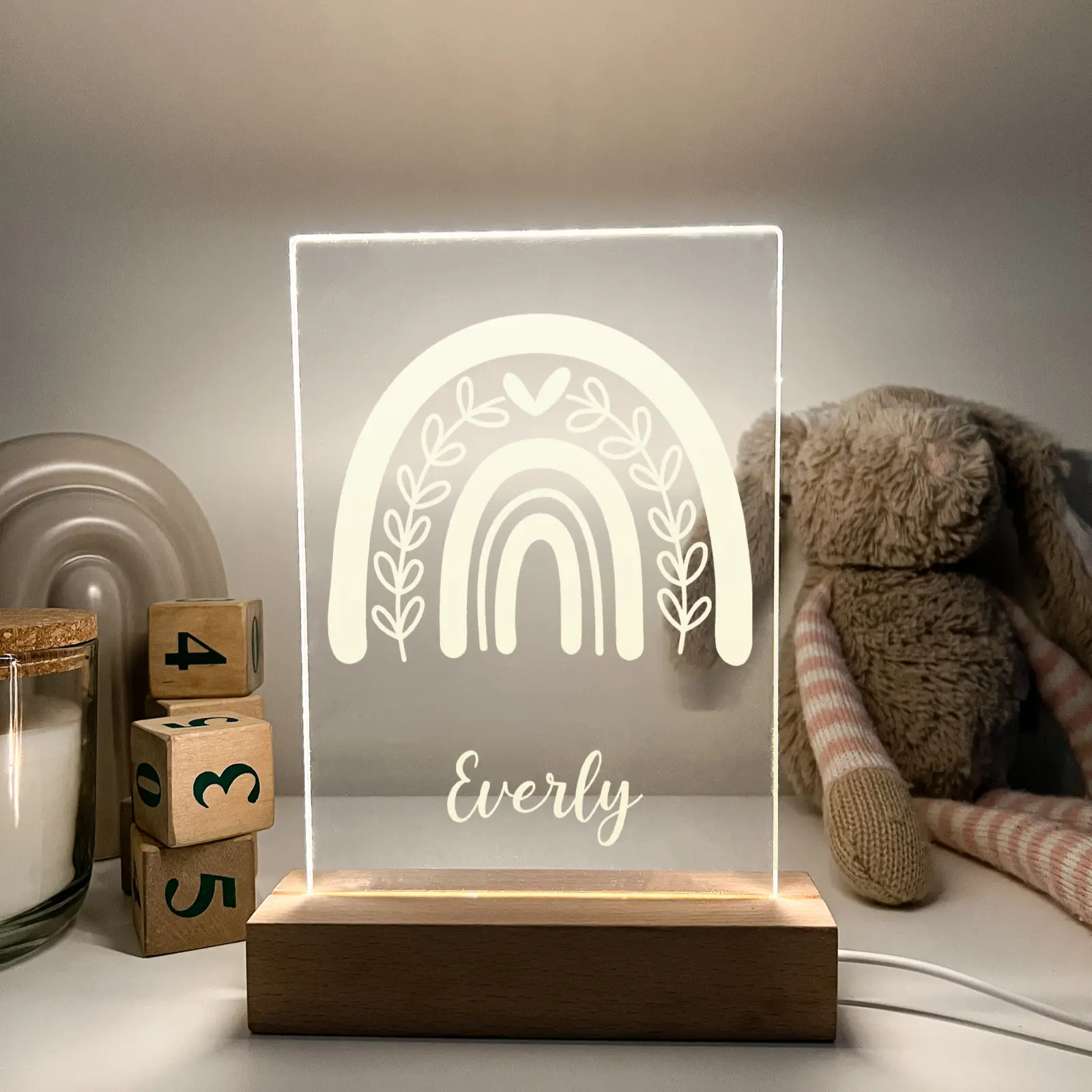 Personalized Display with Wood Base Stand – Custom Name Multiple Designs for Girls, Teens, Kids Room Décor, Birthday Gift for Her