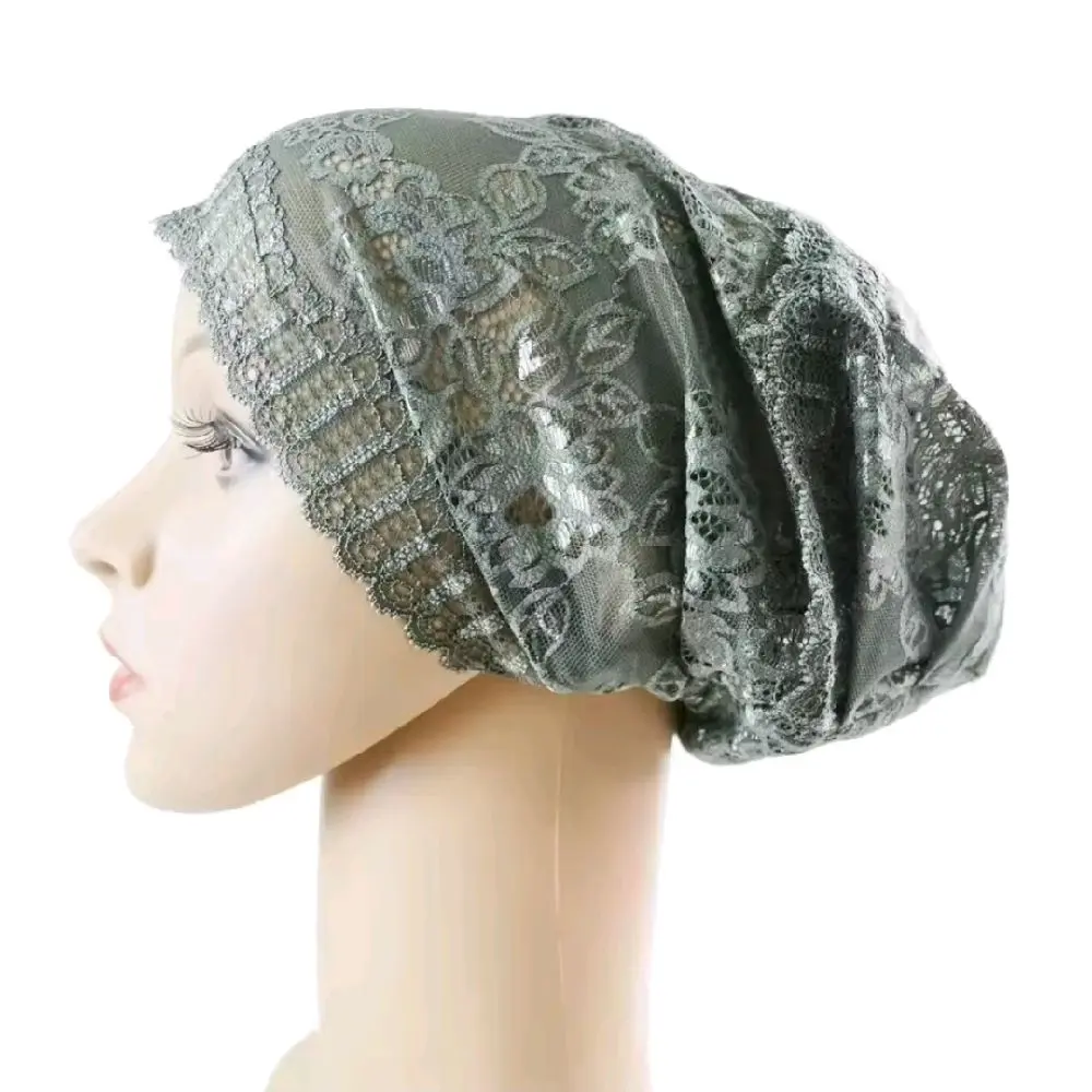 Dubai Arab Chantilly Lace Women's Muslim Inner Cap for Turban, Bonnet & Hair Loss Covers