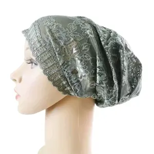 Dubai Arab Chantilly Lace Women's Muslim Inner Cap for Turban, Bonnet & Hair Loss Covers