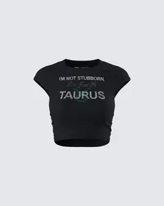 Amity Black Taurus Graphic Top