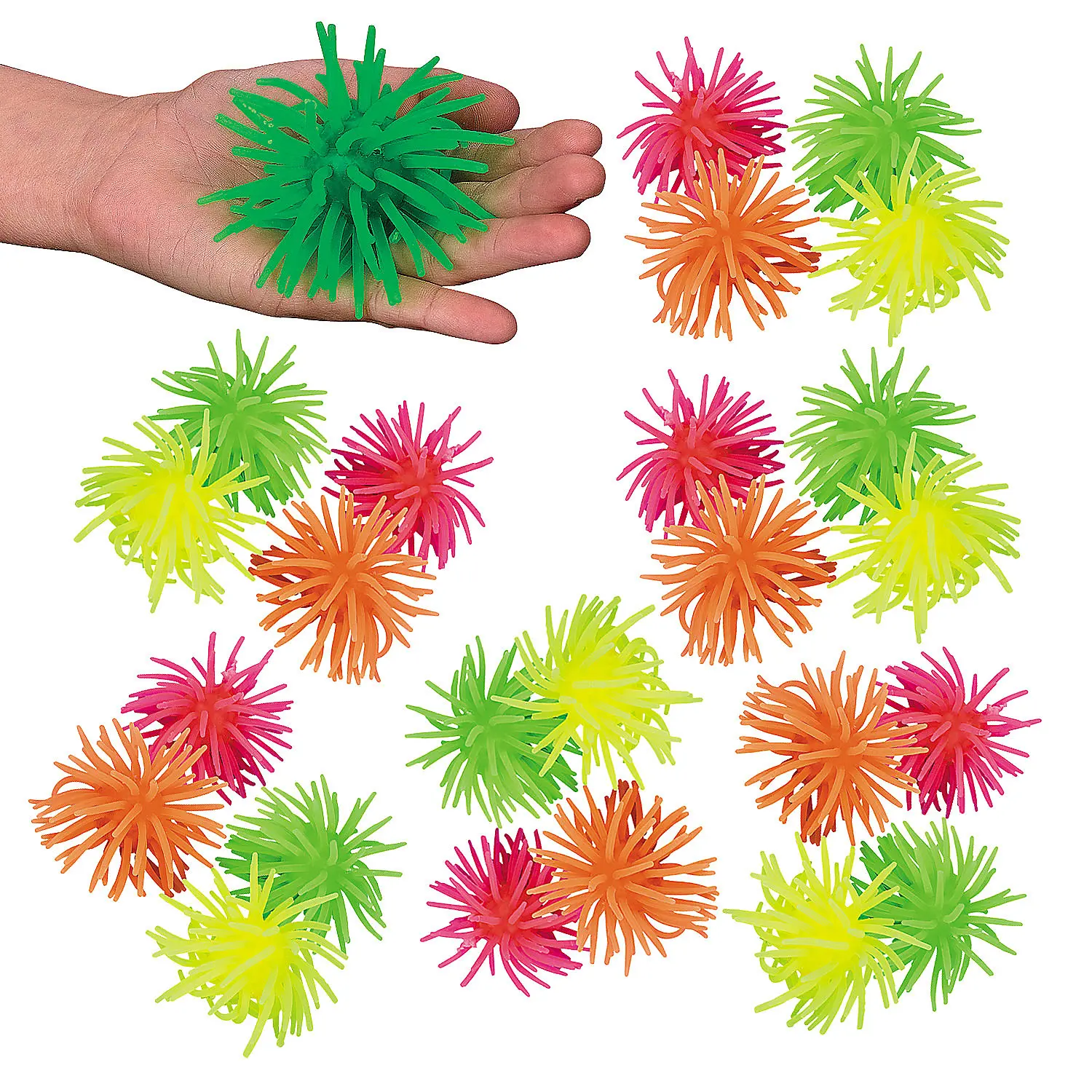 3" Bright Color Stretchy Vinyl Worm Ball Assortment - 24-Pc Decompression Squeeze Balls, Sensory Stress Reliever, Kids' Fun Stuffed Toys