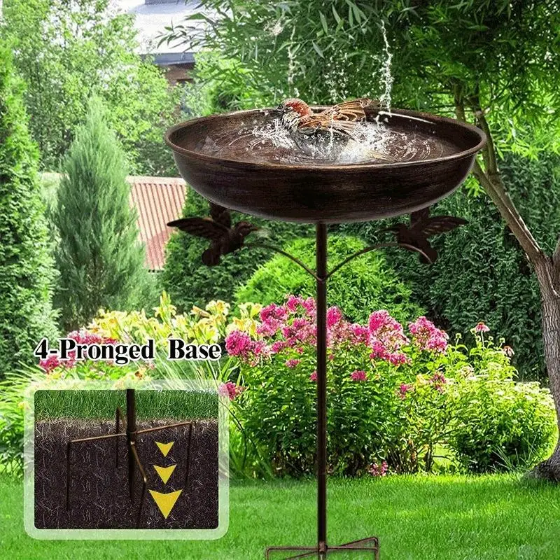 Vintage Metal Bird Bath, 1 Count Outdoor Garden Bird Feeder, Durable Iron Bird Bath, Easy to Clean, Suitable for Backyard and Yard Decoration