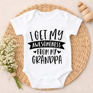 Newborn Baby Girl Boy Bodysuit Romper Outfit I Get My Awesomeness From My Grandpa Comfortable Cotton Unisex Baby Ultra-Soft Cotton Short Sleeve Perfect Present for Baby Shower, New Mom, Grandparents, Ideal for First Photos & Special Days