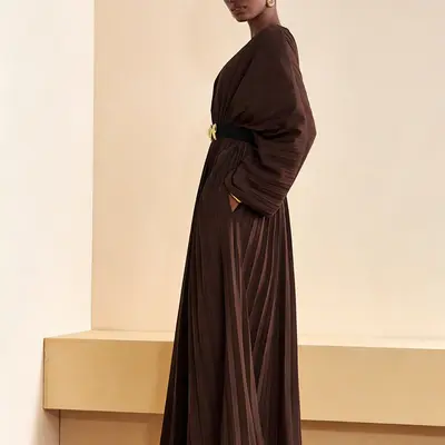 brown church dresses for women HAJWOH Brown Church Dresses for Women Elegantes Flowy Long Dresses with  Belt Casual Puff Sleeve Summer Dresses Trendy Sundresses Brown M