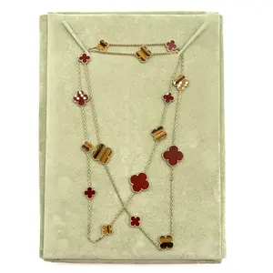 Pre-owned CALUXJ Van Cleef & Arpels Magic Alhambra 16 Motif Long Carnelian and Tiger's Eye Necklace ①/②