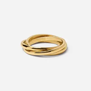 Anxi Ring On-The-Go Interlocking Ring for Anxiety & Focus Stainless Steel With 18k Gold Plating Tarnish Resistant Everyday Wear