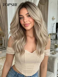 Topshe 18 Inch Synthetic Lace Front Wig, Natural Look, Breathable Comfort, Suitable for All Occasions, Long Wavy Hair, No Bangs, Loose Wave Wigs, Synthetic Material Wigs, Natural Looking Wigs