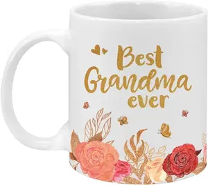 Best Grandma Ever Mug 11Oz Mothers Day Birthday Gifts for Grandma from Grandkids, Birthday Mothers Day Gifts for Grandmother Nana Coffee Cup Microwave and Dishwasher Safe