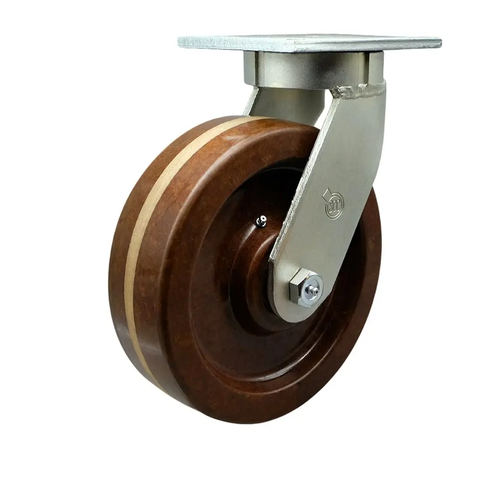 Service Caster SCC-KP92S1230-PHRHT 12 in. Swivel Top Plate Extra Heavy Duty Caster with High Temperature Phenolic Wheel - Heavy Duty Caster Wheel - Industrial Caster - 3500 lbs Capacity per Caster
