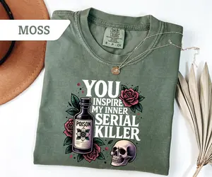 Comfort Colors Halloween Inner Serial Killer Shirt Gothic Dark Humor Sweatshirt Cotton Grey