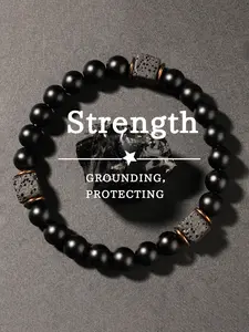 Handmade Volcanic Stone Beaded Bracelet, Unisex Fashion Accessory for All Seasons, Perfect Gift for Meditation & Energy Healing, Grounding Bracelet, Meditative Bracelet