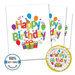 InkEdibles Custom Printed Edible Cake Toppers - Personalized 8" Circle or Rectangle Photo Sheets for Professional Cake Decorating