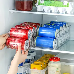 Transparent Refrigerator Storage Box, Stackable Space-Saving Organizer for Soda Cans, Energy Drinks, Acrylic Material, Kitchen & Home Use