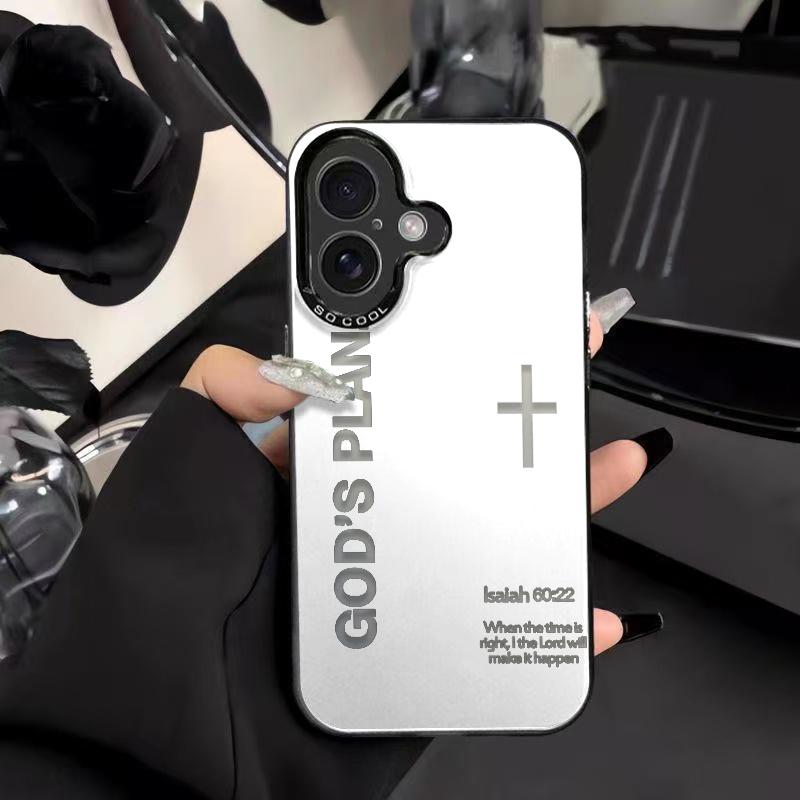 God's Plan Phone Case Cross Pattern Religious Art Fashion TPU Laser Craft Anti-Drop Case for iPhone 17 16 15 14 13 12 11 Samsung Galaxy S25 S24 S23 S22