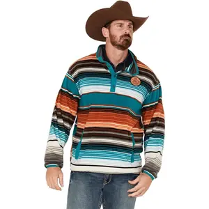 Cinch Men's Multi-Color Striped Fleece Pullover with Snaps