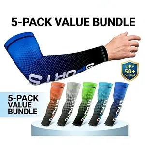 5-Pack Value Bundle Summer UV Blocking Arm Sleeves UPF 50+ Breathable Cooling Sun Protection for Men Women Outdoor Sports
