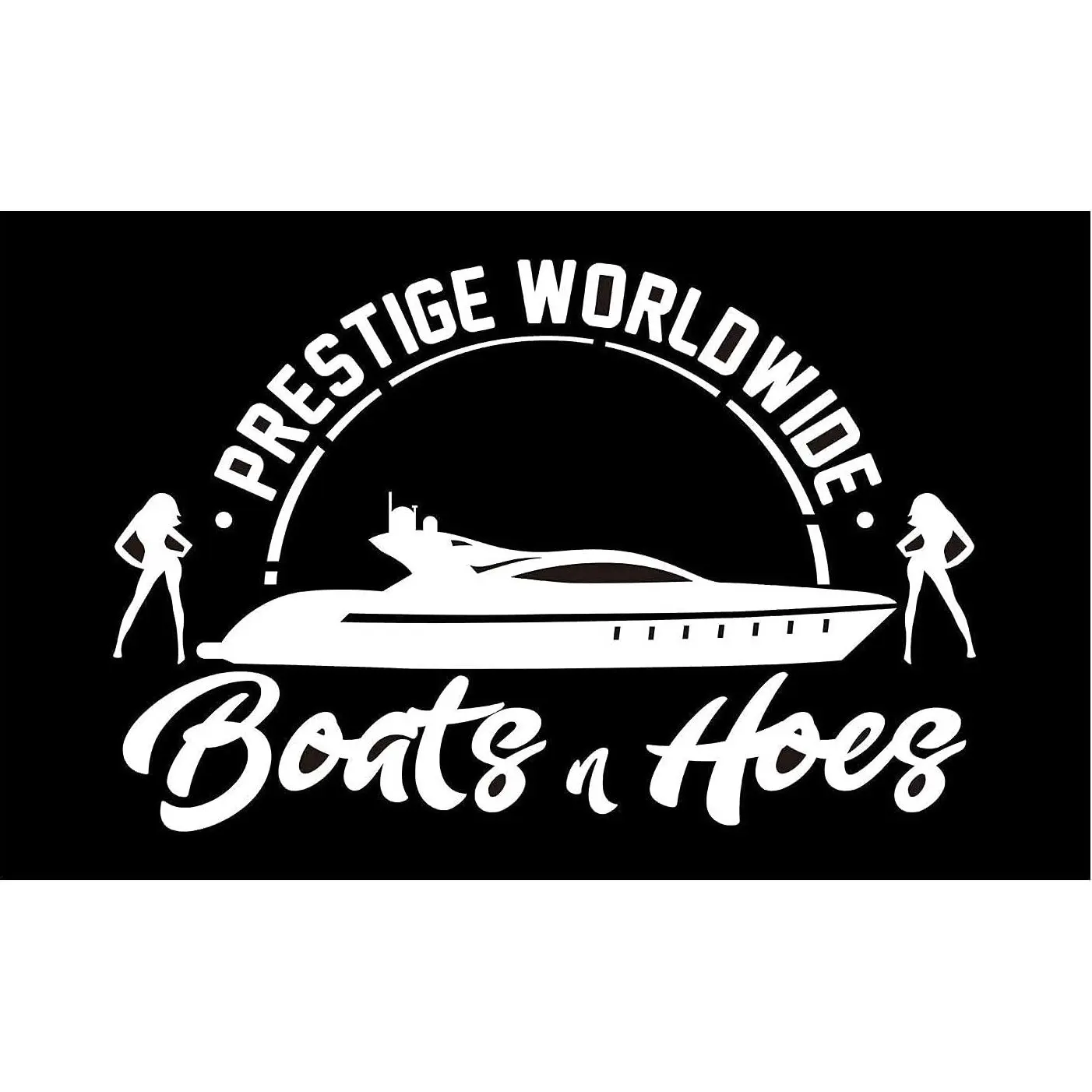 Prestige Worldwide Flag Boats & Hoes Banner Flag With Two Yellow Buttonholes for Bar Beer House College Dorm Room Man Cave Tailgates and Parties Decoration