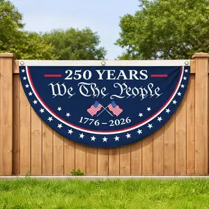 USA Semiquincentennial Banner, 1776-2026 Patriotic Fence Decor, We The People 250th Anniversary Sign