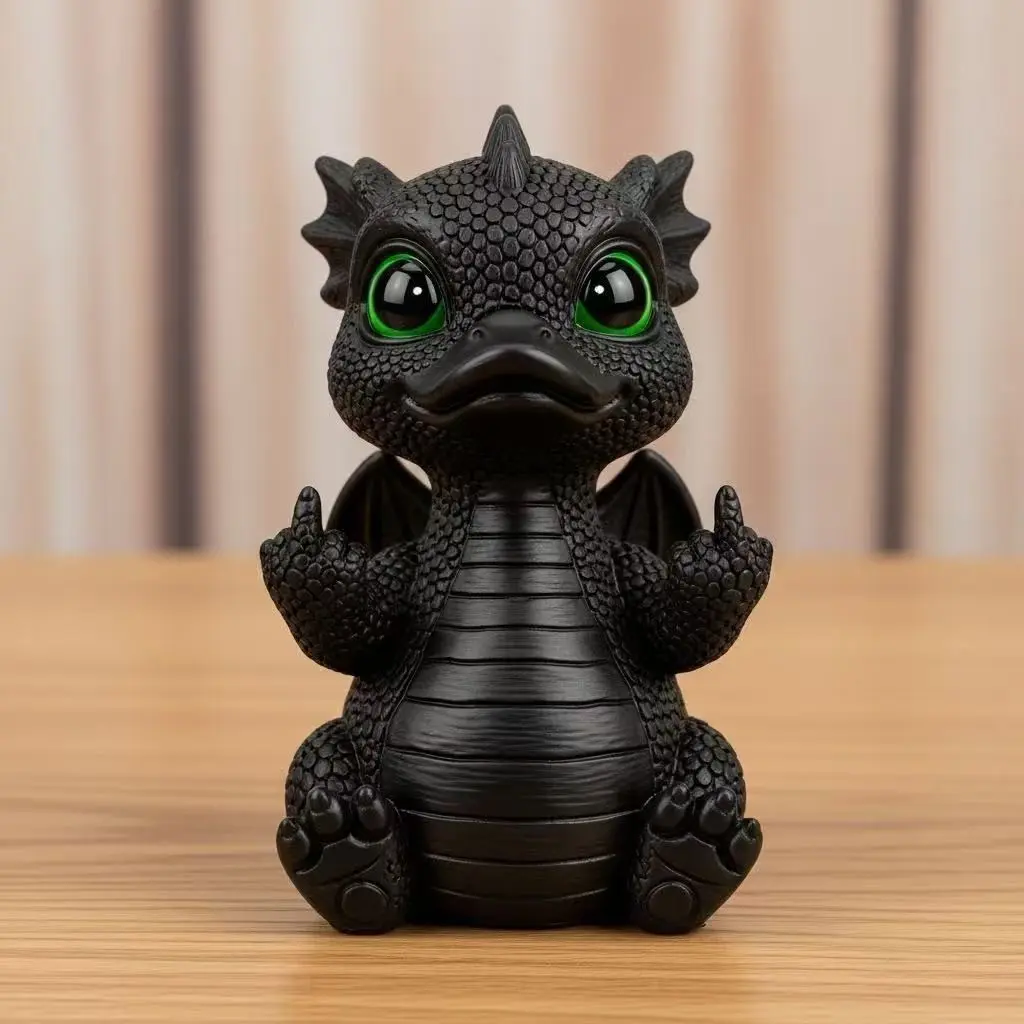 New Cheeky Baby Dragon Figurine, Resin Figurine Statue, Fun Middle Finger Dragon Home Decor Gift, Unique and Creative Decoration Item, Perfect Present Idea
