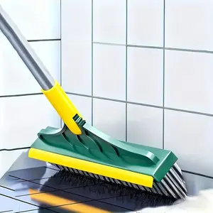 Two-In-One Hard Bristle Floor and Tile Cleaner Brush, Extended Size, Extended Reach, Portable Manual Washer for Bathroom, Kitchen, Living Room, Durable Plastic