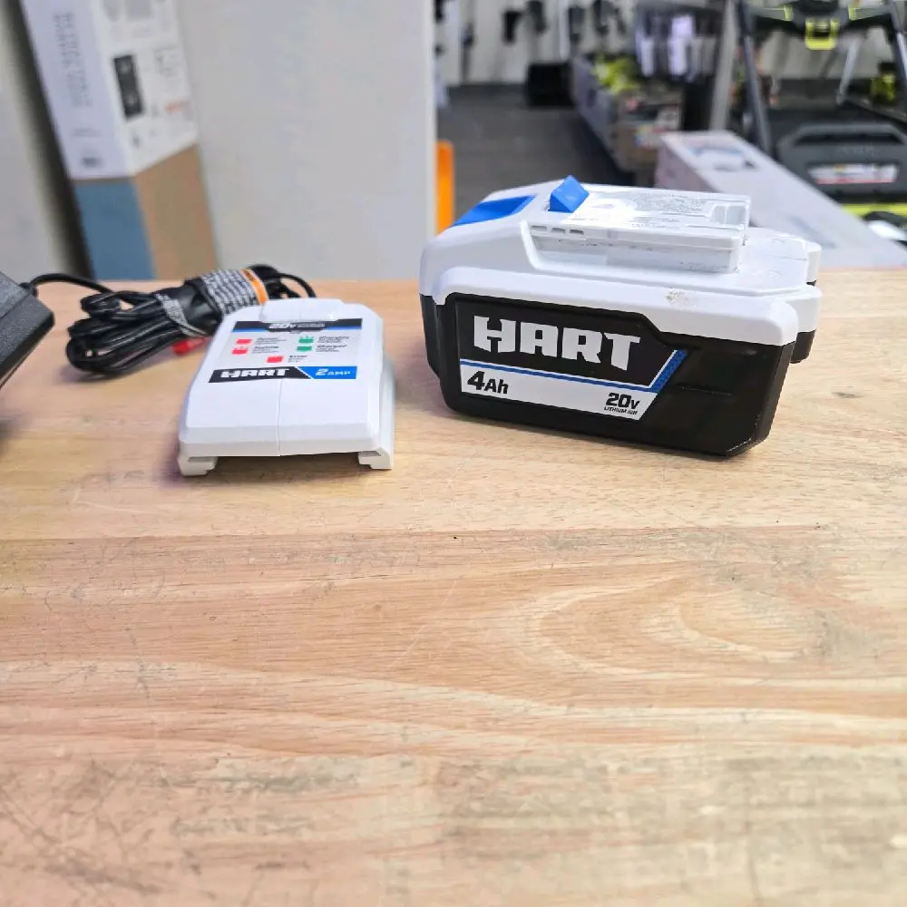 Hart 4.0 Ah Rechargeable Battery and Compatible Charger for Hart Power Tools