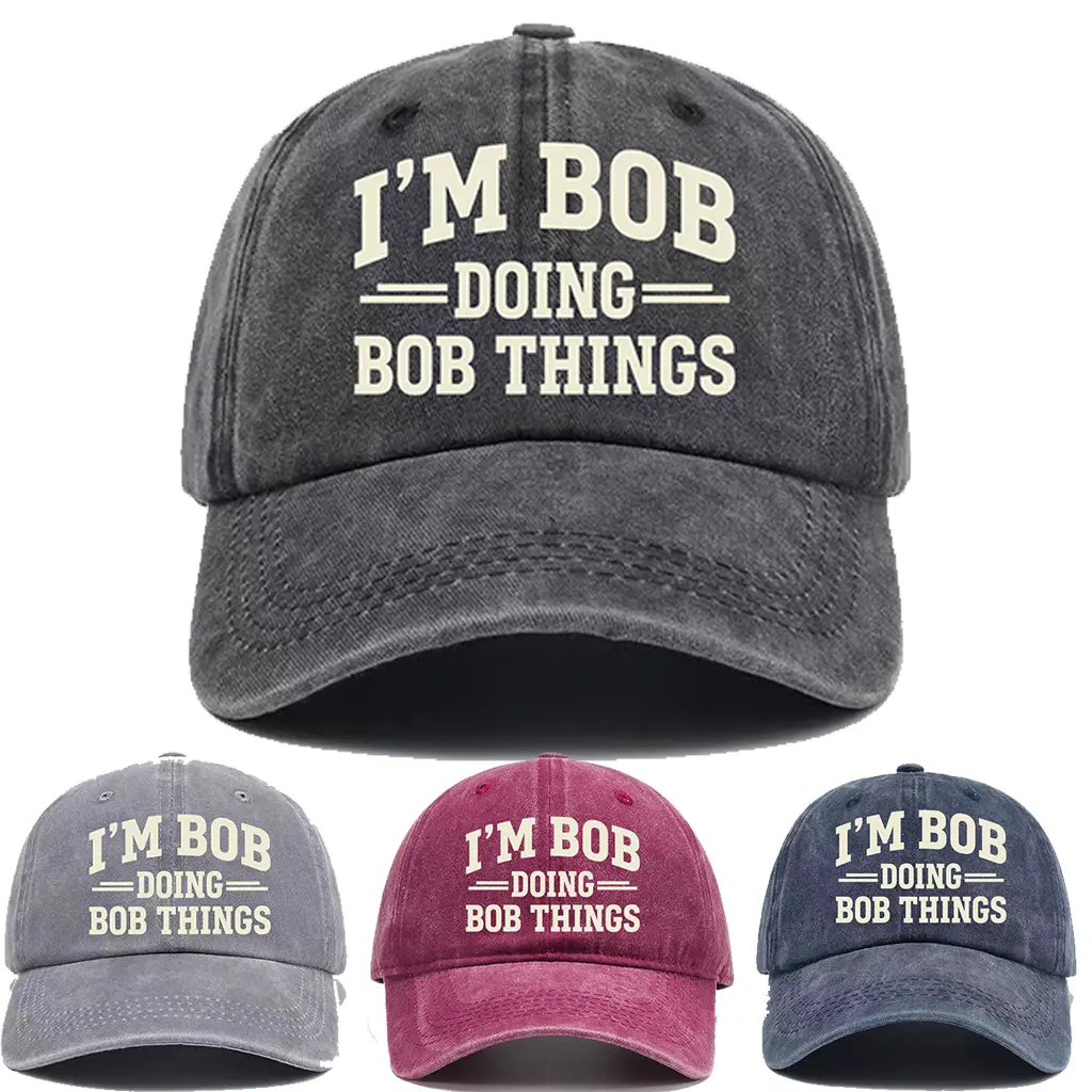 Vintage Washed Cotton Baseball Cap - Funny Bold Graphic, Custom Print, Casual Style, Colorful Cap Hats for Men - Adjustable Dad Hat with Personalized Name Option, Casual Style Hats