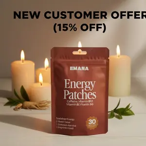 Energy Patches Extra Strong｜30 Energy Patches: natural ingredient, caffeine and red ginseng, vegan, 1 month pack