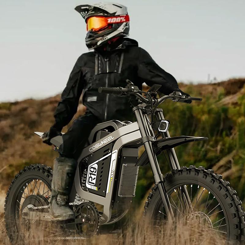 COSWHEEL R19 Adult Electric Bike 6000W 72V 40AH 19 Inch Tires 50MPH 125 Miles Range, frenos de disco hidráulicos duales, suspensión completa,Off-Road Electric Bike for Teenagers Snow Mountain.