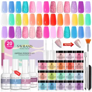 SAVILAND Dip Powder Nail Kit 30PCS: 20 Vibrant Colors with Essential Liquids, No Lamp Needed, Easy-to-Use, Long-Lasting Salon-Quality Nails at Home