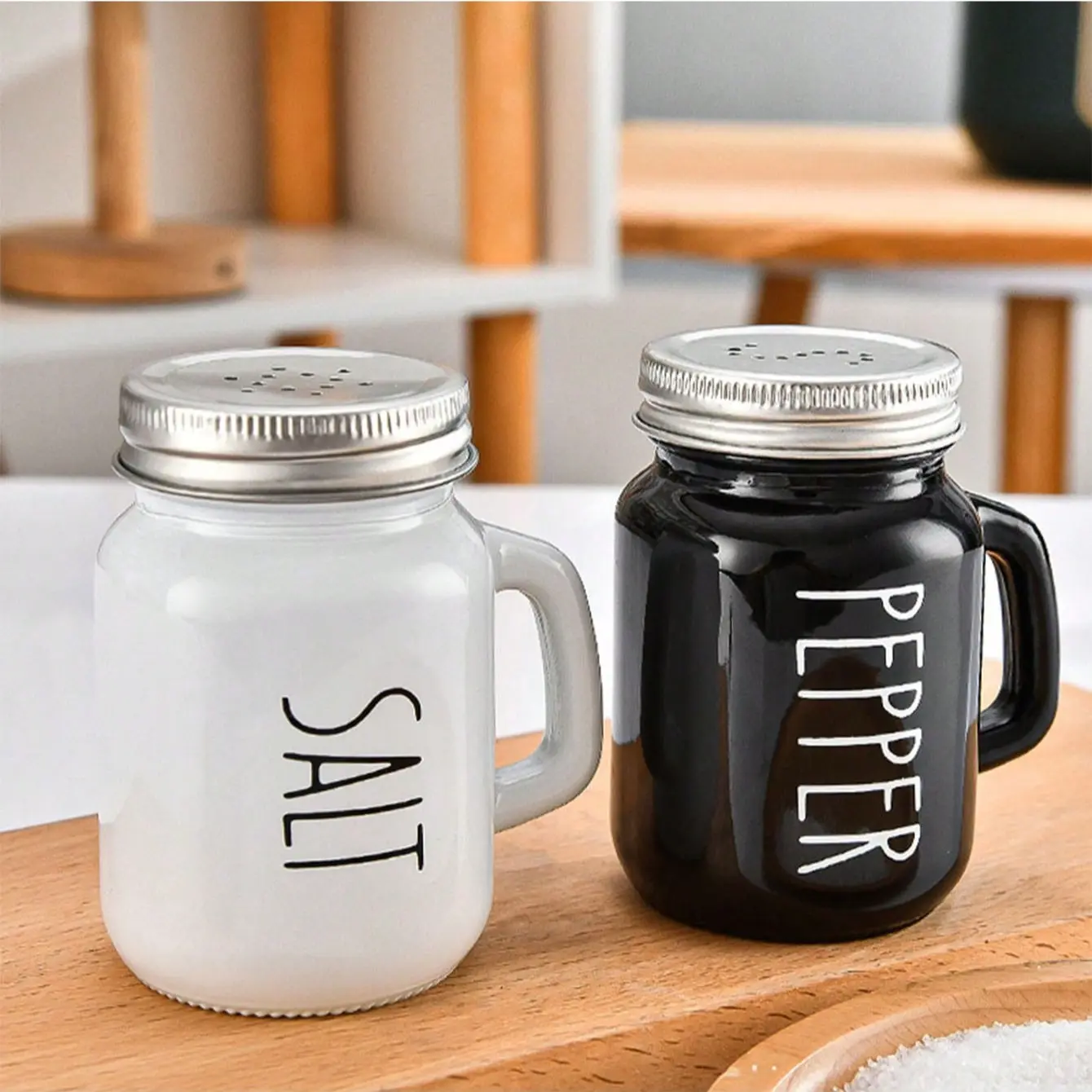 2 Piece Seasoning Shakers, BBQ Spice Bottle, Pepper Salt Powder Container, Kitchen Condiment Jar, Square Glass Bottles, Kitchen Gadgets, Kitchenware, Cooking, Spice Containers, Spices Containers