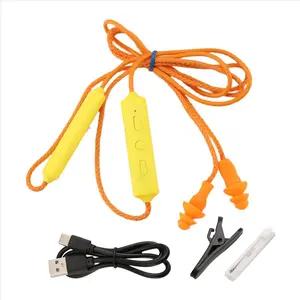 Orange Plastic In-Ear Wireless BT Earbuds - Noise Suppression 1 Bluetooth Earphone Kit for Hearing Protection, Construction Sites Use