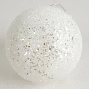 Glitter Ball Ornament - White 8"