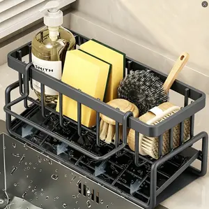 304 Stainless Steel Kitchen Storage Rack, Countertop Sink Side Cutlery Drying Rack, No Drill Kitchen Utensil Organizer