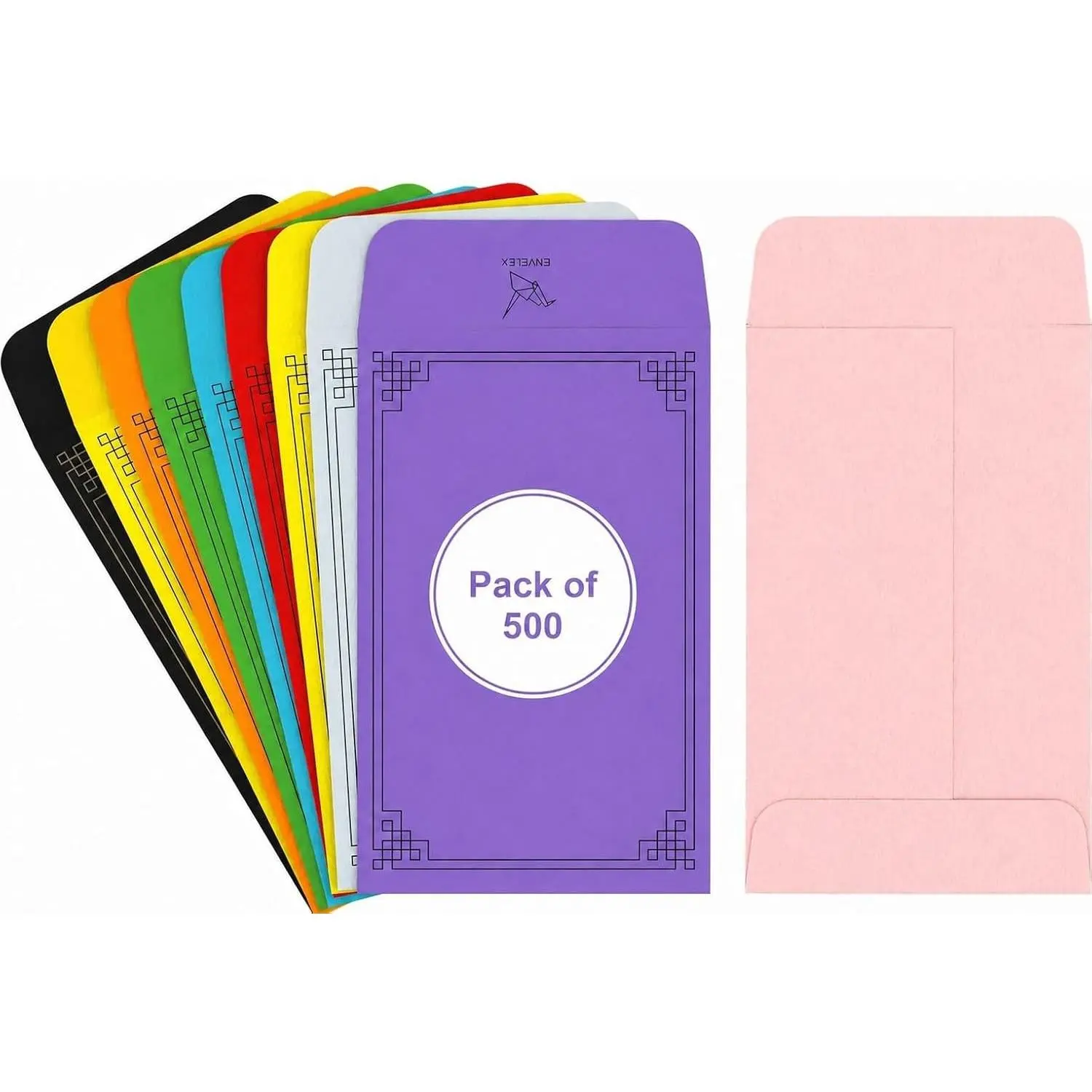500 Pack #1 Multi Color small coin envelopes 2¼" x 3½" 130 GSM Paper small envelop with Gummed Flap, Seed Packets,Tip Envelopes,Seed bags,Coins,Key Envelopes,and Small Parts