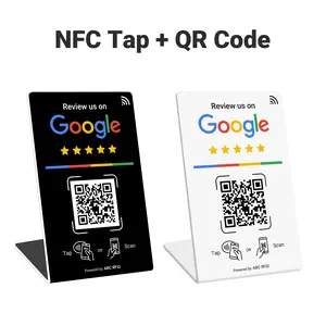 Google Review Stand, NFC Tap & Dynamic QR Code, Easy Setup with Review Link Management, No APP Required, Review Us On Google , Review Sign, Business Card