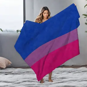 1pc Bisexual Pride Ultra-Soft Throw Blanket - Warm, Cozy Polyester Flannel with Vibrant Rainbow & Star Design, All-Season Home Decor for Living Room & Bedroom, Allseason Throw Blanket | Pride Theme Decor | Polyester Fiber, Rainbow Decor