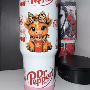 Dr Pepper Tumbler 40oz Stainless Steel Handmade Lid Straw Bottle Drinkware Water Bottles Cup Mug Portable Bottled Washable Reusable Insulated Flasks Travel Horror Halloween Trending