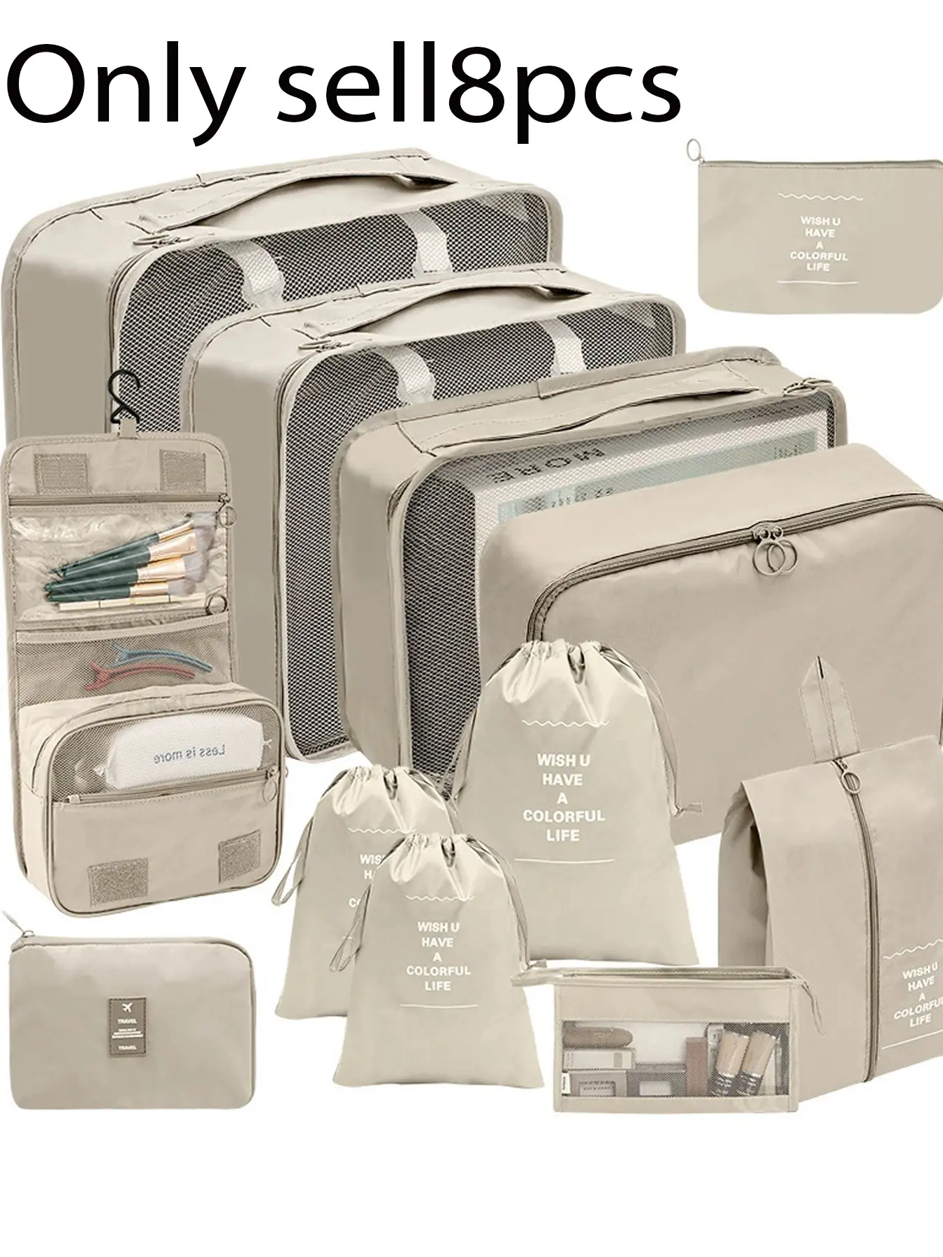 Travel Organizer Set 7-Piece, Durable Space-Saving Design with Pouch, Clothes Shoes Intimate Packing Cubes, Travel Packing Organizers, Ideal for Luggage Organization, Travel Organizer Bag, Travel Accessories