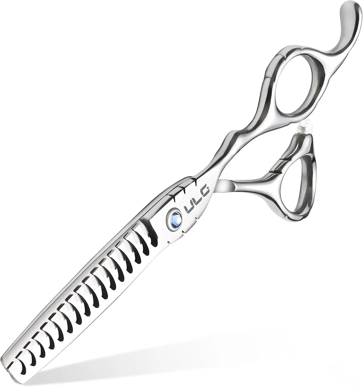 ULG Hair Thinning Scissors 6.7” Shark Series 100% Japanese Stainless Steel, Offset Handle, 16-Tooth Fishbone Chunker 45% Hair Removal, Professional Barber Layering Shears for Salon & Home Hair Styling