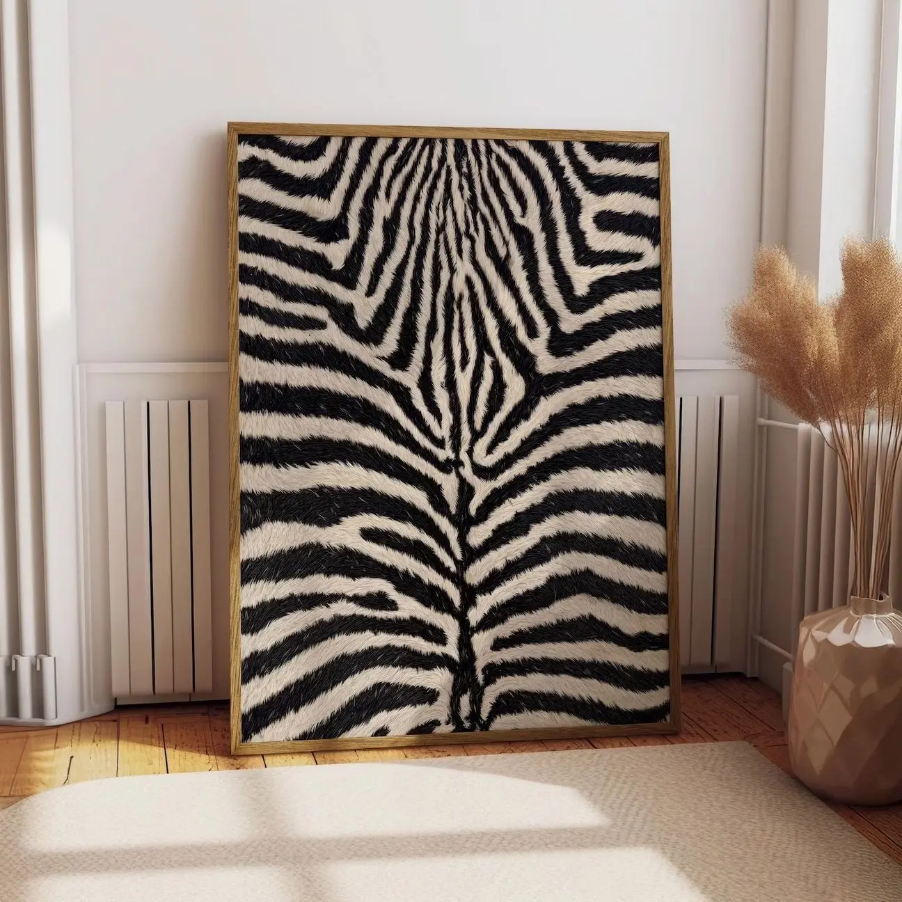 Zebra Print Poster, Bold Black and Cream Animal Pattern Wall Art, Maximalist Safari Decor, Graphic Wildlife Stripe Artwork, Modern Nature Home Gift | Framless Poster Z