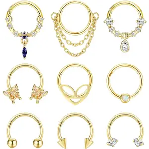 Jstyle 16G Septum Ring Septum Piercing Jewelry for Women Stainless Steel Septum Nose Rings Horseshoe Cartilage Hoop Helix Tragus Piercing Jewerly Daily
