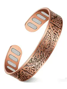 1pc Men's Copper Magnetic Bracelet with Magnets, 99% Pure Copper Design Cuff Bracelet, Adjustable Fit, Ideal Gift for Men & Women, Stylish Accessory