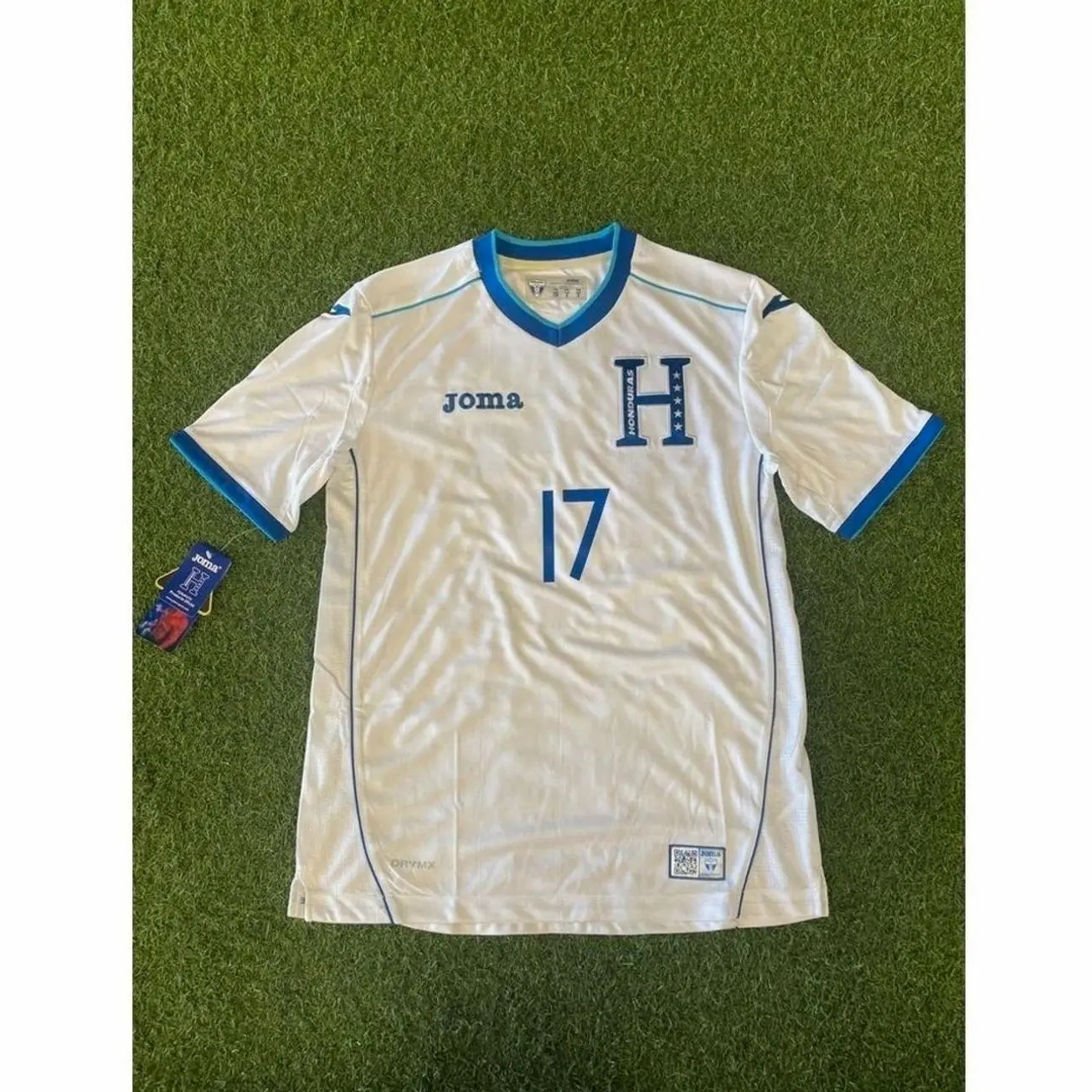 Joma Honduras Mens' Home Stadium AOP Jersey 14/15 Rodriguez #17 Small - White/Blue Z7B IZD 3GA