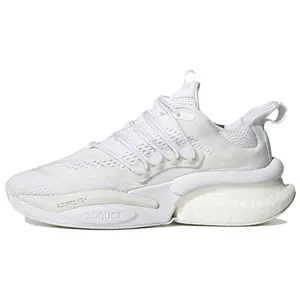 Adidas ALPHABOOST V1 Men's Mid-Top Thick Soles Shoes, Casual Running Shoes with Mesh Fabric, Anti-Slip, Wear-Resistant, Lightweight, Triple White